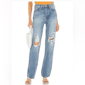 RE/DONE Originals 90s High Rise Loose in Destroyed Medium Blue Size 27